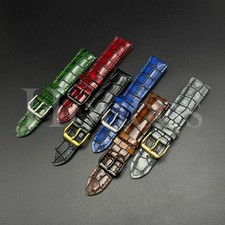 18 20 22 MM Leather Alligator Watch Strap Band Vintage Crack Shinny Fits Rolex