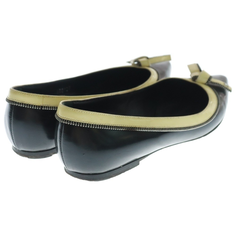 Louis Vuitton Pointed Toe Logo Ribbon Decoration Leather Flat Pumps Black Br0125 thumbnail 4