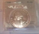 (856)1962 QUEEN ELIZABETH silver dollar PL-66 graded ICCS