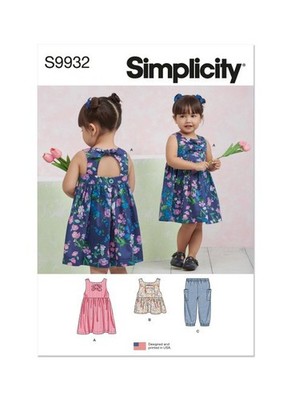 SIMPLICITY Schnittmuster 9932 Mädchen Kleinkind Kleider, Top, Hose Größe 1/2-4