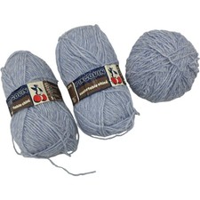 Vintage Pingouin Confortable Light Blue White Chiné Wool Acrylic Yarn Lot of 3