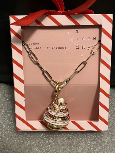 A New Day Locket Necklace - Gold Tone Cake Locket Charm - 18” + 3” Extender - Picture 1 of 4