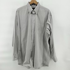 Chaps Ralph Lauren Dress Shirt Mens 17.5 34/35 Gray Crest Logo Preppy Heritage