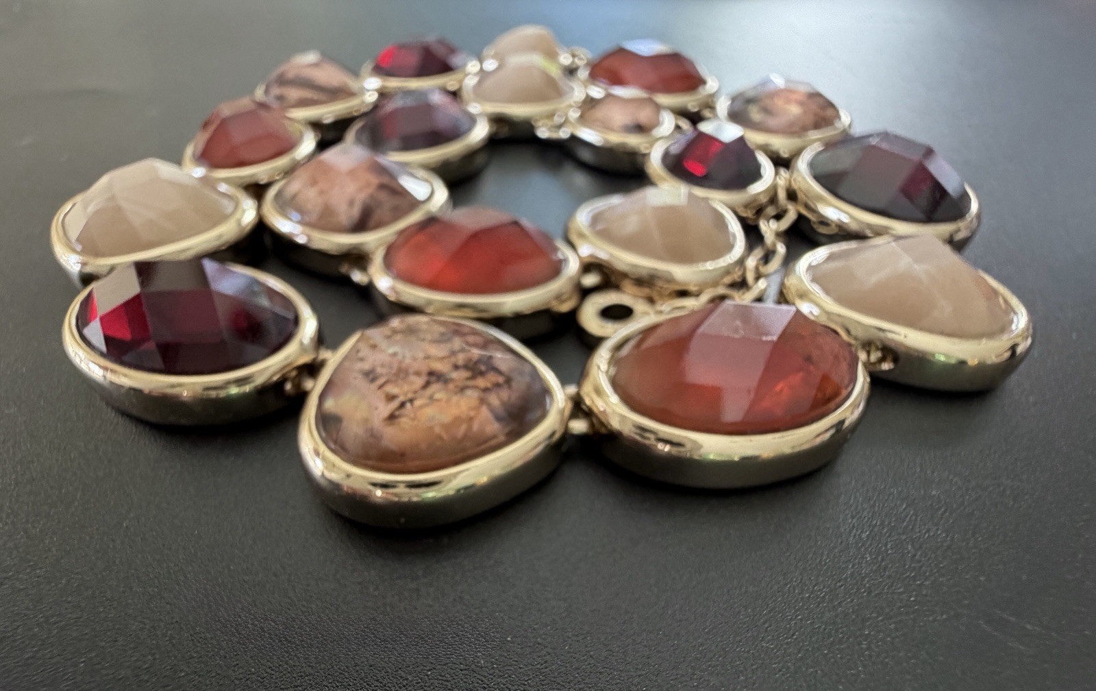 Anne Klein Multi Stone Abalone Shell Necklace Gol… - image 18