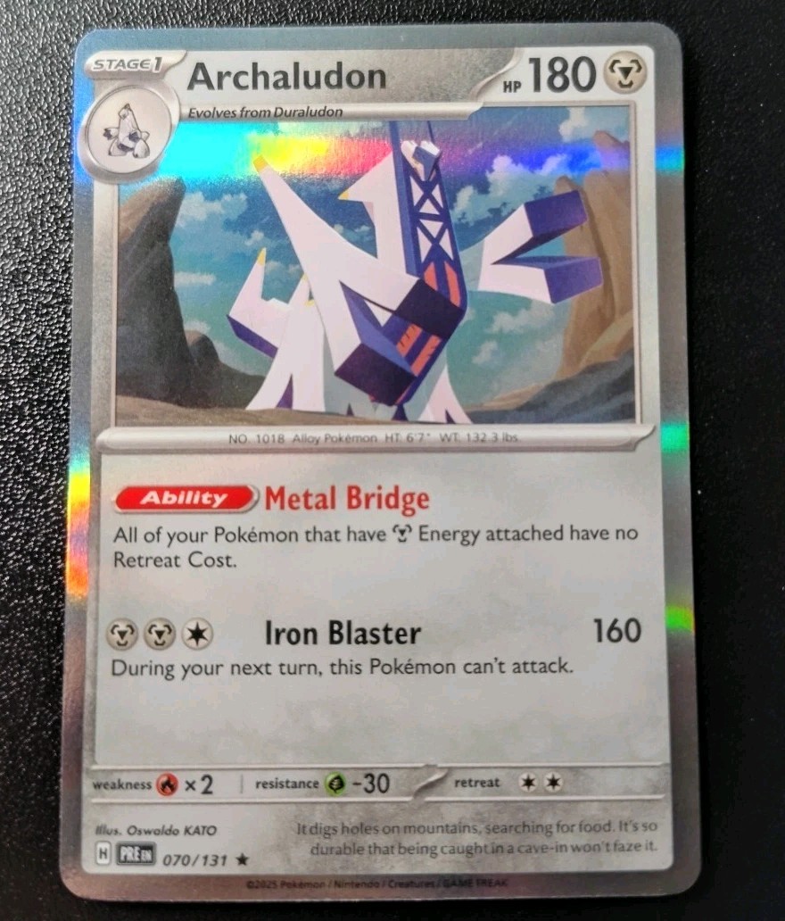 Pokemon Prismatic Evolutions Archaludon Holo Rare Card 070/131 NM