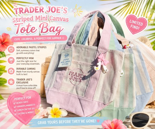 Trader Joe’s Mini Tote Bag Summer 2026 Limited Edition Brand New with Tags