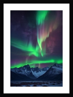Kühne Nordlichter gerahmtes Wandbild Poster Leinwanddruck Bild