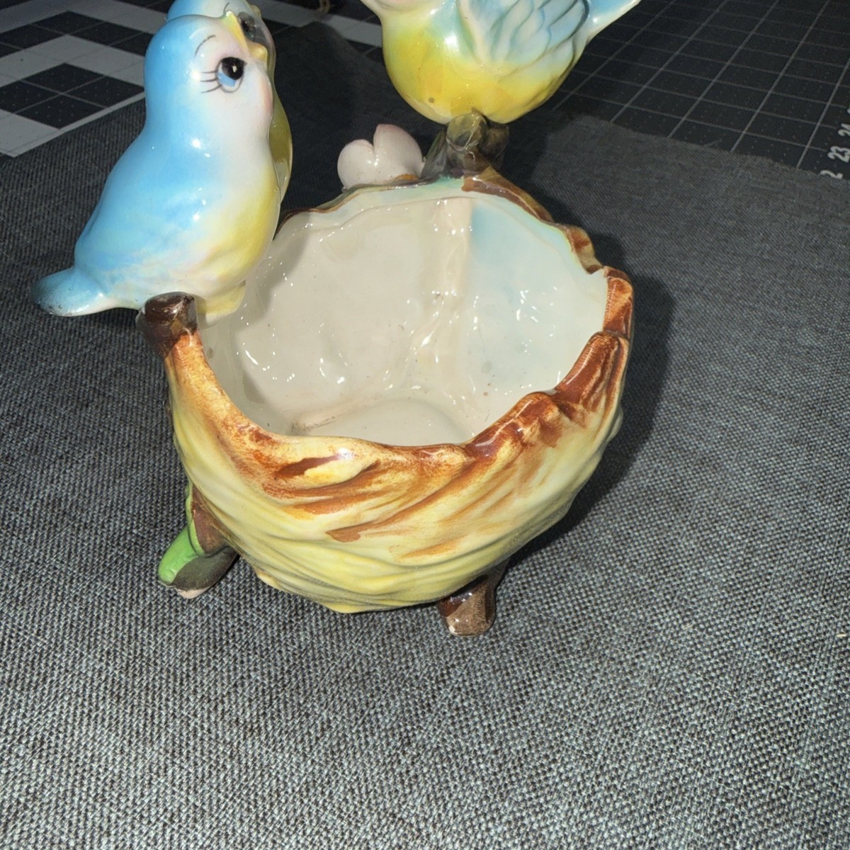 Vintage Norcrest Japan Anthropomorphic Blue Birds Mama & Babies