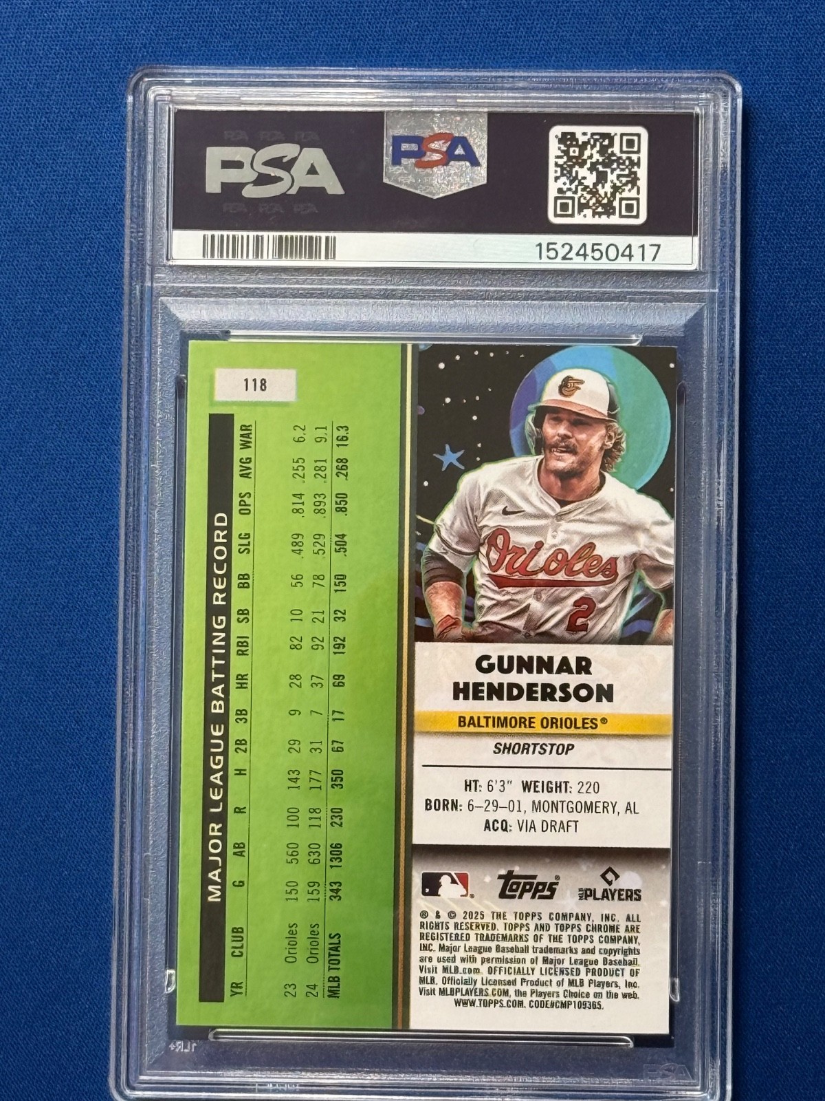 2025 Topps Cosmic Gunnar Henderson #118 Nucleus PSA 10 view 2