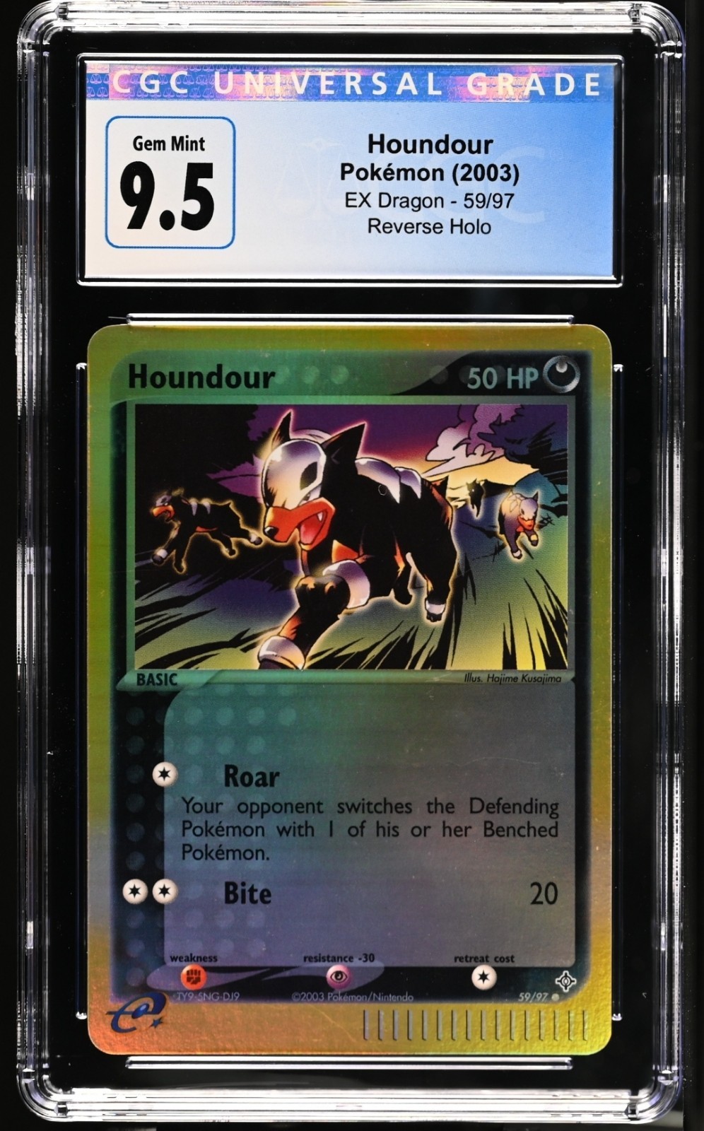POKEMON EX DRAGON #59/97 HOUNDOUR REVERSE HOLO CGC GEM MINT 10 (Old Label 9.5)