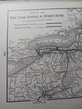 ~1904 Vintage Railway Map NEW YORK CENTRAL & HUDSON RIVER RAILROAD All Routes NY
