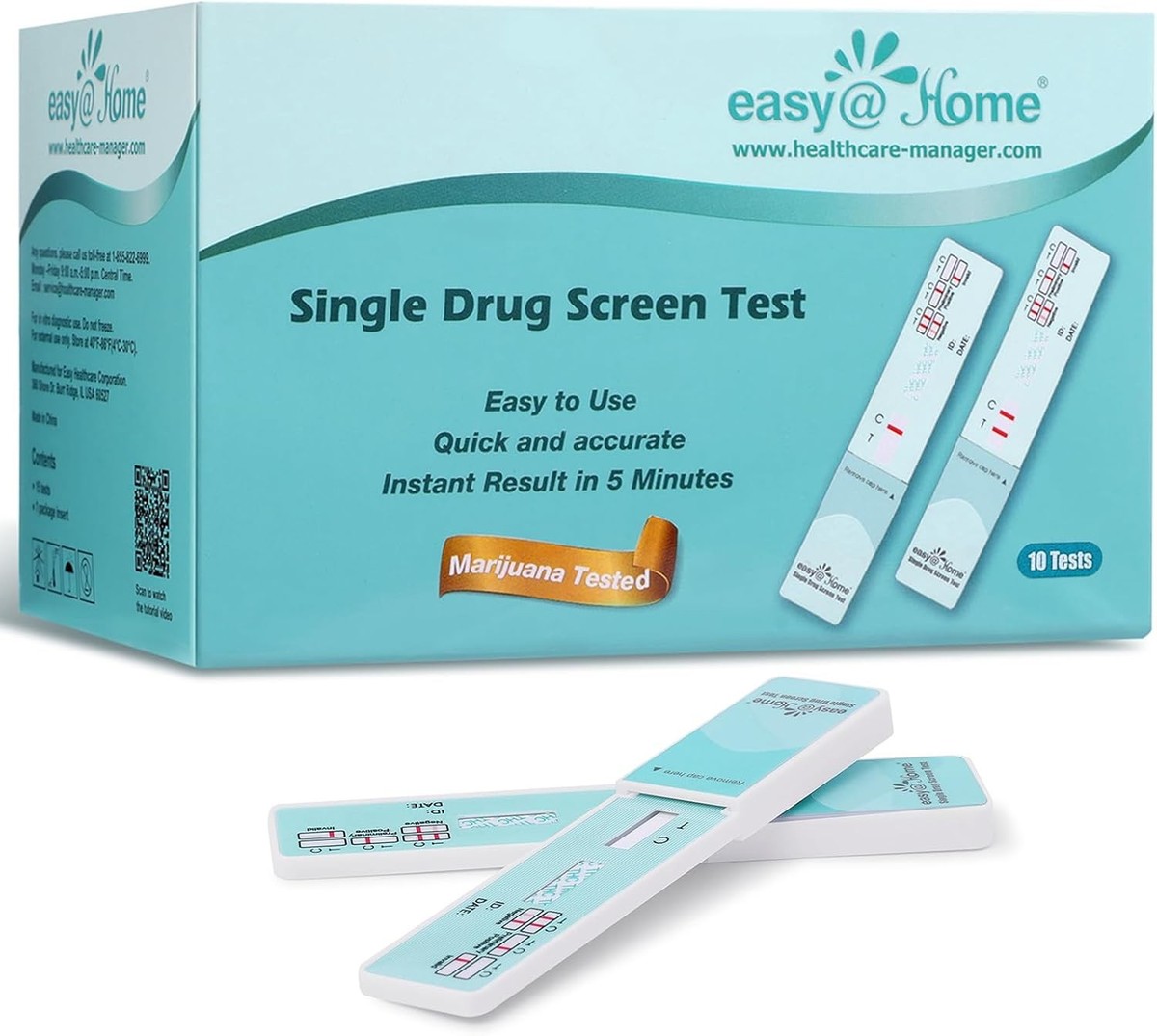 Easy@Home THC Drug Test Kit 5-Pack - 50ng/mL Marijuana Urine Tests With Instant Results