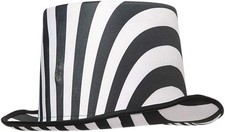 Adult Black and White Stripped Gothic Top Hat Steampunk