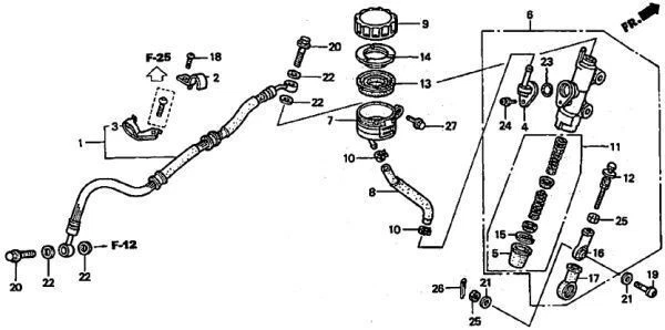 Kit interior cilindro maestro freno delantero genuino Honda CBR954RR SC50 nuevo sin usar Foto 3 de 4