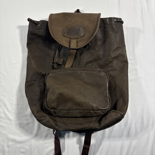Siemens Nixdorf Leather Backpack Brown