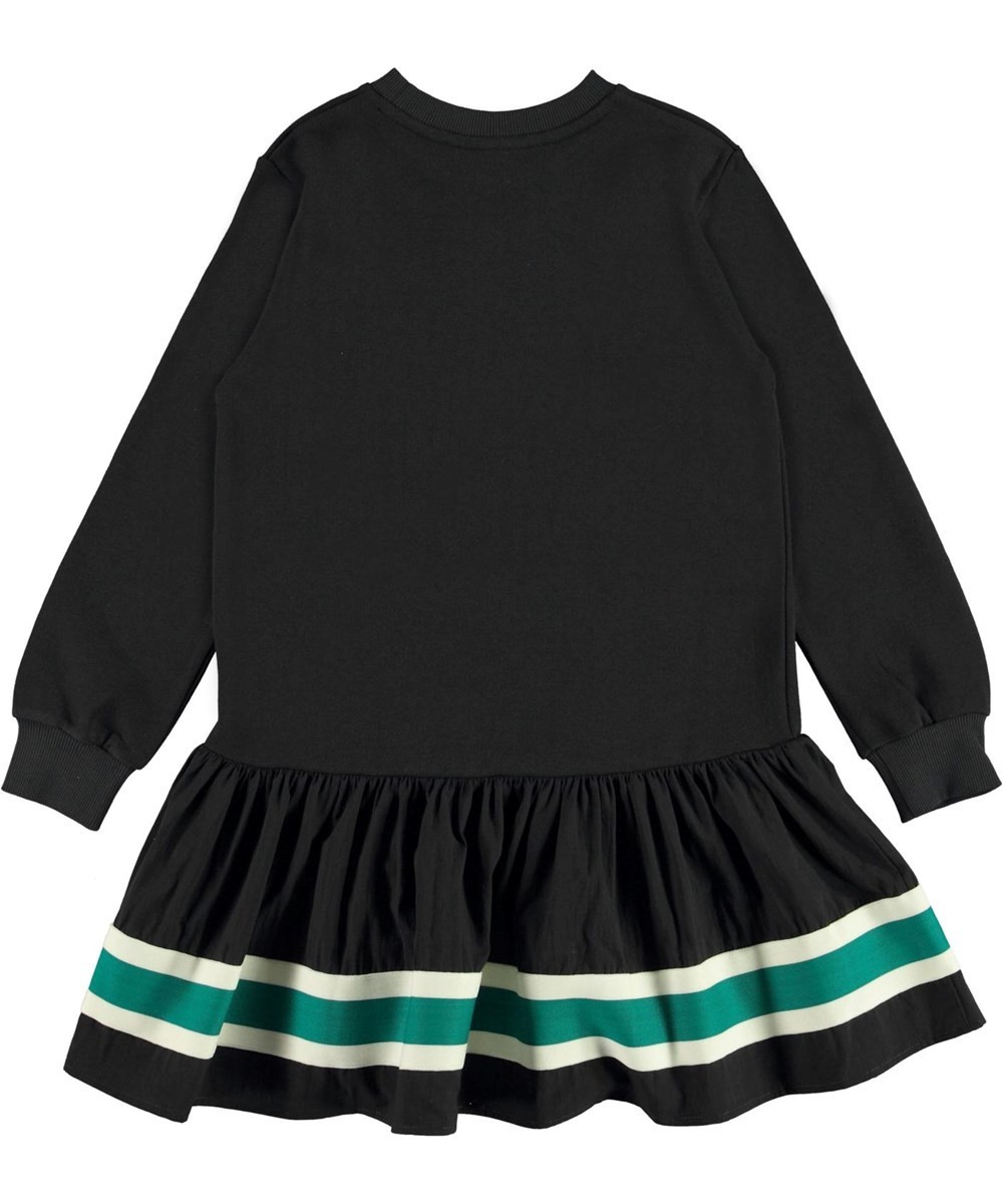 Molo Girl's 11-12 Black Carmen Sweatshirt Dress Striped Pullover  Organic Cotton