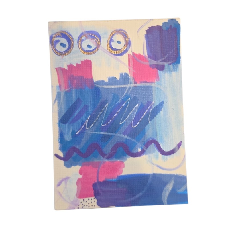 ACEO Abstract Original Painting Artist Trading Card Handmade 2.5”x3.5” Mini Art