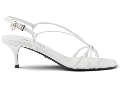Prada Capretto Strappy 55mm White Leather Slingback Sandal Mule