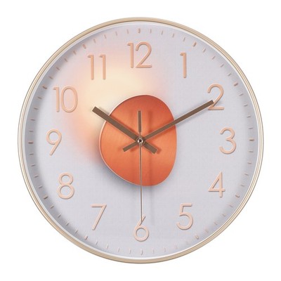 12 Inch Modern Wall Clock, Silent Non-Ticking Wall Clocks, Gray Orange