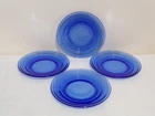 Vintage Hazel-Atlas Cobalt Blue Glass Depression Dinner Plates 9" Set of 4