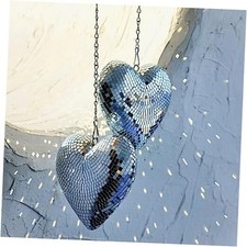 Disco Balls 2 Pack Silver Heart-Shaped Stage Mirror Balls Hanging Decor for