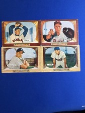 1955 Bowman Baseball Card Lot 4 Vintage TV Set Bob Lemon Enos Slaughter Dickson