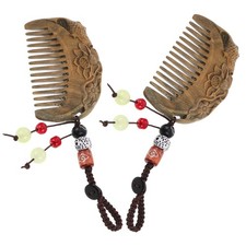  2 Pcs Vintage Hair Brush Solid Wood Massage Comb