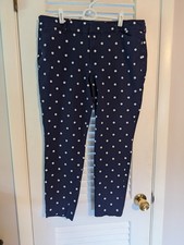 Old Navy Size 16 Pixie Ankle Pants Navy Blue White Dots Stretch