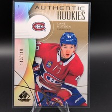 Upper Deck SP Game Used Authentic Rookies Lane Hutson #279 Gold /149 Canadiens