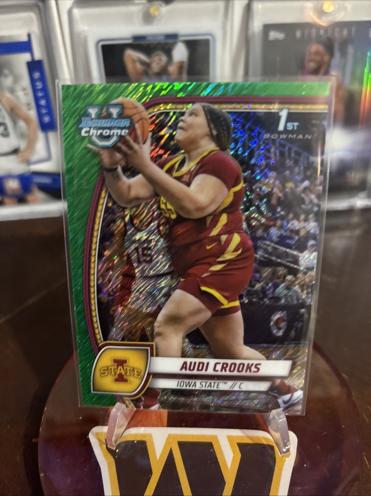 Audi Crooks 1st 2024-25 Bowman Chrome U Green Shimmer Refractor #9 Iowa State SP
