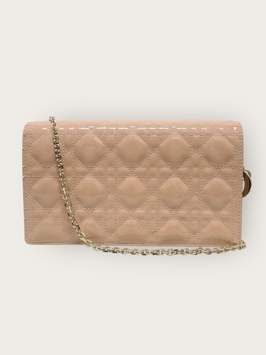 Dior Beige Patent Cannage Lady Chain Pouch Shoulder Bag 145817888