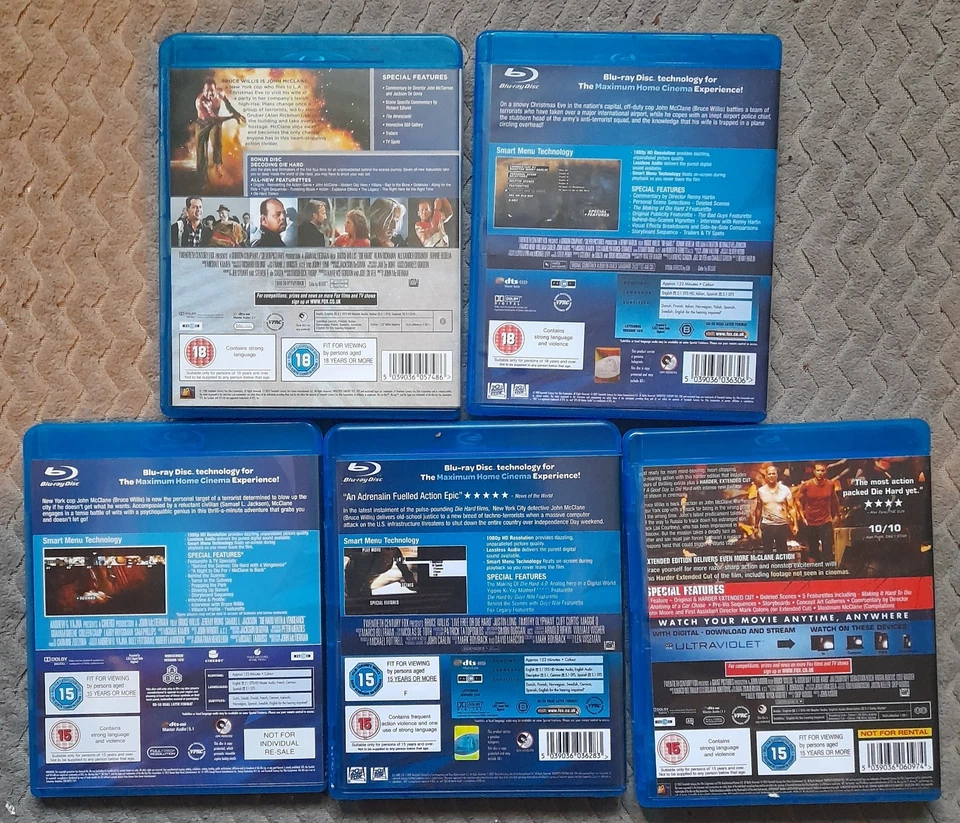 Die Hard Blu-ray Bundle, 5 Movies Bruce Willis Very Good Condition - Image 2 of 2