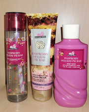 BBW x Milk Bar Raspberry Holiday Pie Bar Fragrance Mist/Body Cream/Wash Set of 3