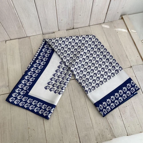 Foulard Dior soie blanc marine logo D 88 cm x 88 cm pour femme accessoire mode