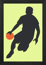 Silhouettes of basketball Framed Wall Art Poster Canvas Print Picture