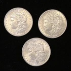 LOT OF 3 DIFFERENT MORGAN PEACE DOLLARS 90% COINS 1889 1921 1896 NR!