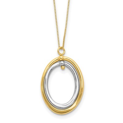 10K bicolor Gold poliert ovale Halskette 18'' 1,57 g Geschenk für Mutter