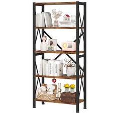 5tier Bookshelfwood Bookcasebook Shelf With Steel Frame Storage Rack With Open S