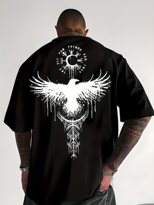 #ad Viking Raven T Shirt Norse Mythology Odin Symbol Graphic Mens Black Tee $7.99