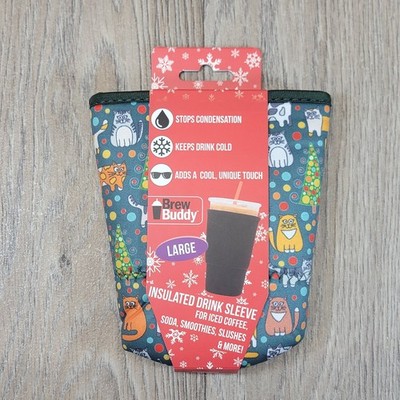 BREW BUDDY Cats Large  Neoprene Insulated Drink Sleeve NEW -FAST SHIPPING-