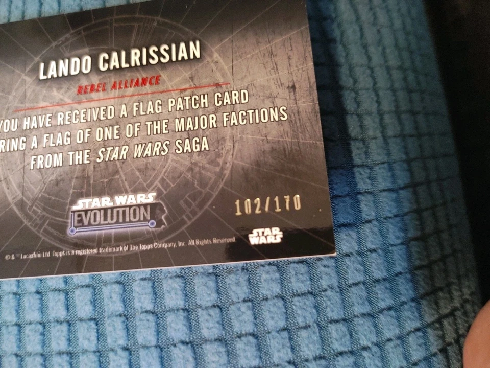 2016 Topps Star Wars Evolution LANDO CALRISSIAN Commemorative FLAG PATCH 102/170 - Image 3 of 3