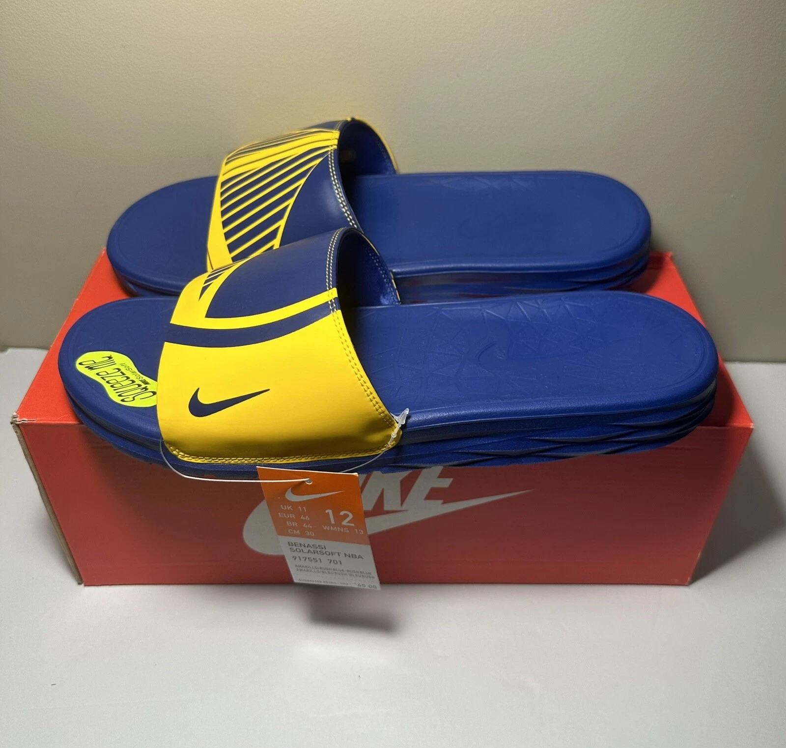 Nike Benassi Solarsoft Sandalo Slide Uomo Taglia 12 Gol State 917551 701