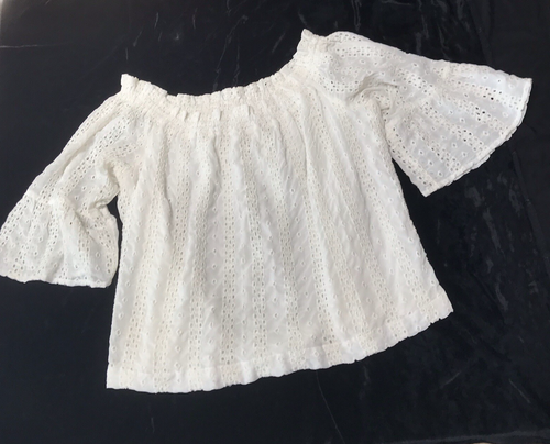 Anthropologie Floreat Top Womens X-Large Eyelet Milkmaid Peasant Cottage Prairie - Picture 6 of 12