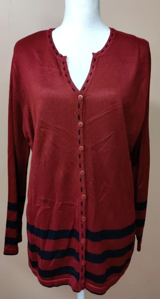 • White Stag Woman Plus Size 14/16W Cardigan Light Weight Sweater Maroon Acrylic - Image 2 of 4