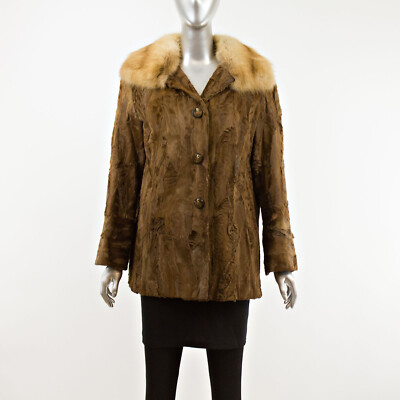 Section Brown Lamb with Sable Collar Jacket- Size L (Vintage Furs) 