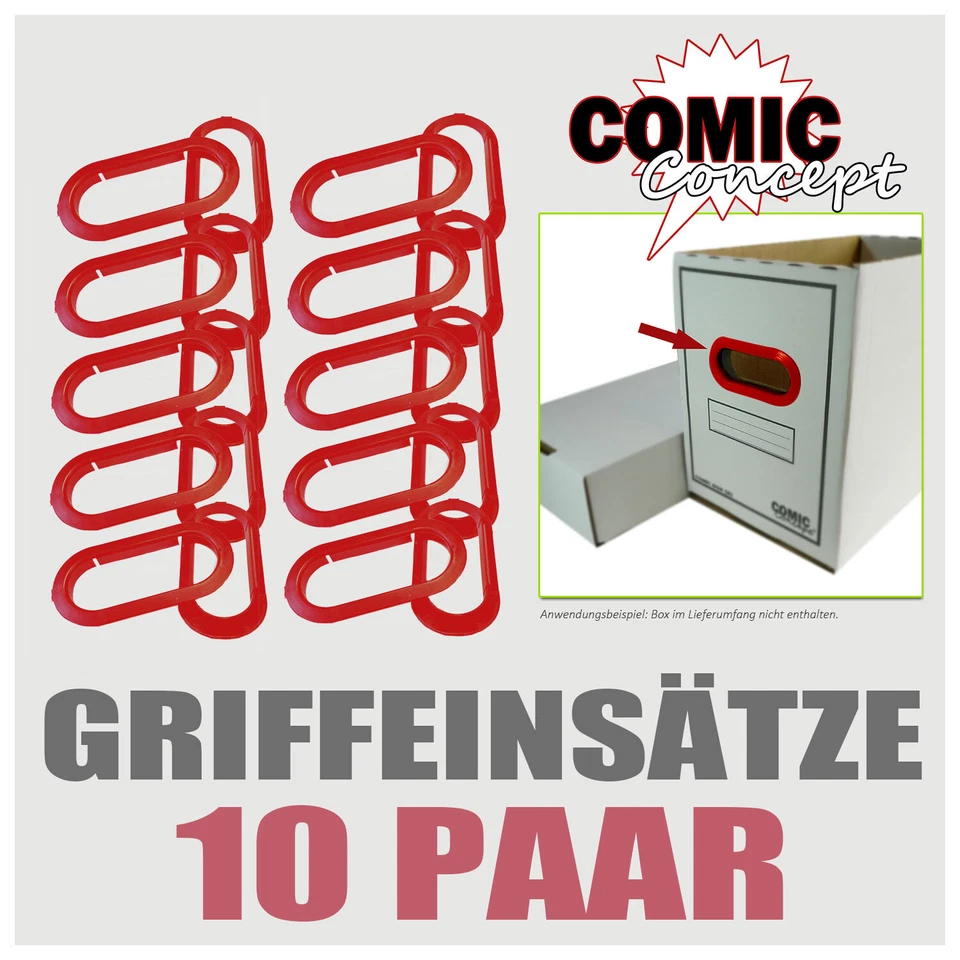 10 paia di inserti per maniglie ROSSE in PVC per scatole Comic Concept