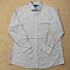 Tommy Hilfiger Dress Shirt Mens Medium White Blue Striped Featherweight