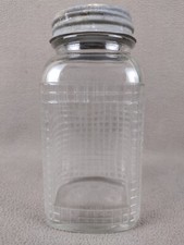 Vintage Waffle Grid Quart Square Ball Mason Jar Canning With Zinc Lid (1c)