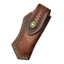 1x Leather Pocket Knife Sheath Folding Knife Holster Belt Pouch for 4.5" Case