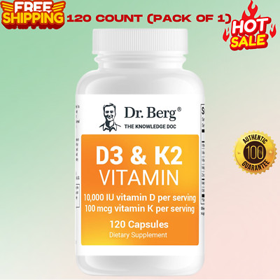 Dr. Berg Organic Vitamin D3 & K2 w/MCT Oil (10,000 IU) 100 mcg MK7- 120 capsules